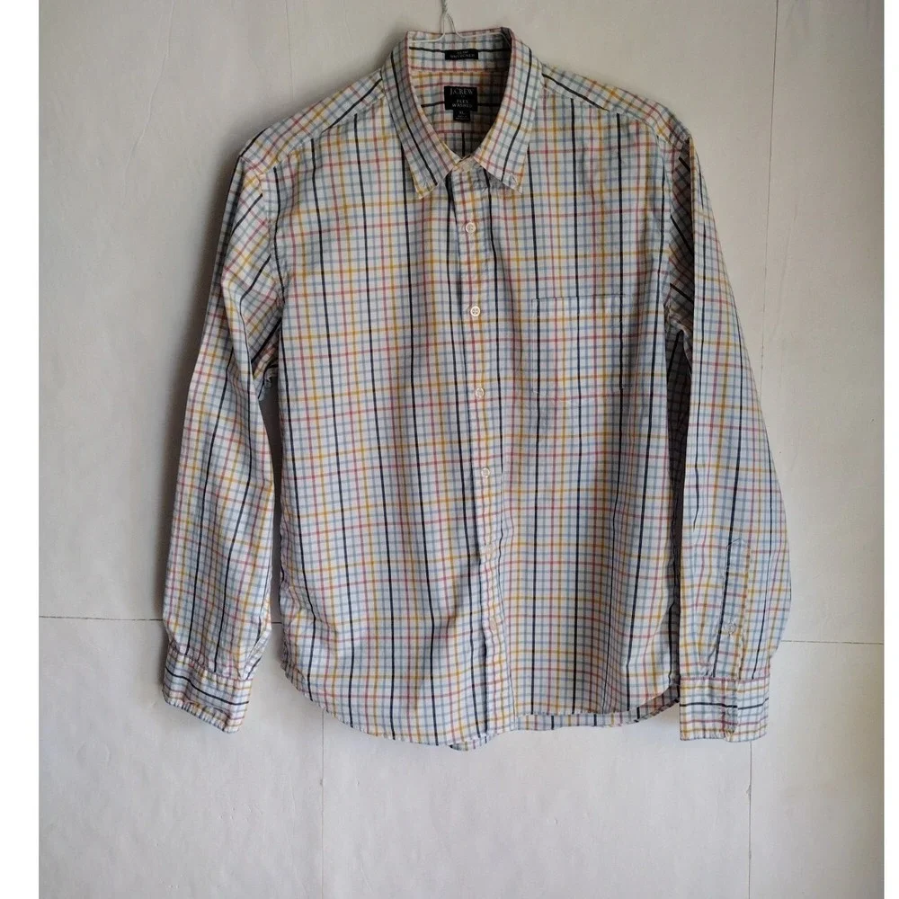J.Crew Button Down Shirt Men's XL‎ Multicolor Slim Untucked Flex Washed Casual